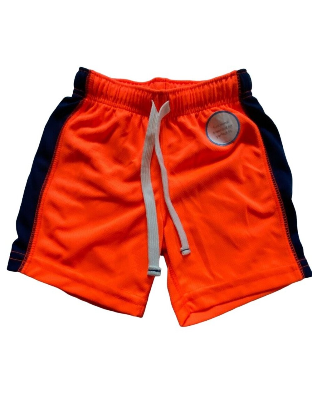 NWOT Carter's Boys Neon Orange Navy Blue Mesh Active Athletic Shorts Drawstring